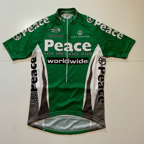 Cannondale Saeco Peace For Ireland Worldwide 1/4 Zip Bike Cycling Team Jersey - Picture 1 of 10